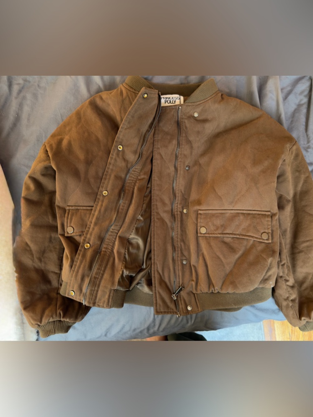 Princess Polly Brown Quilted Jacket – NWT – Size 4 - Picture 6 of 8